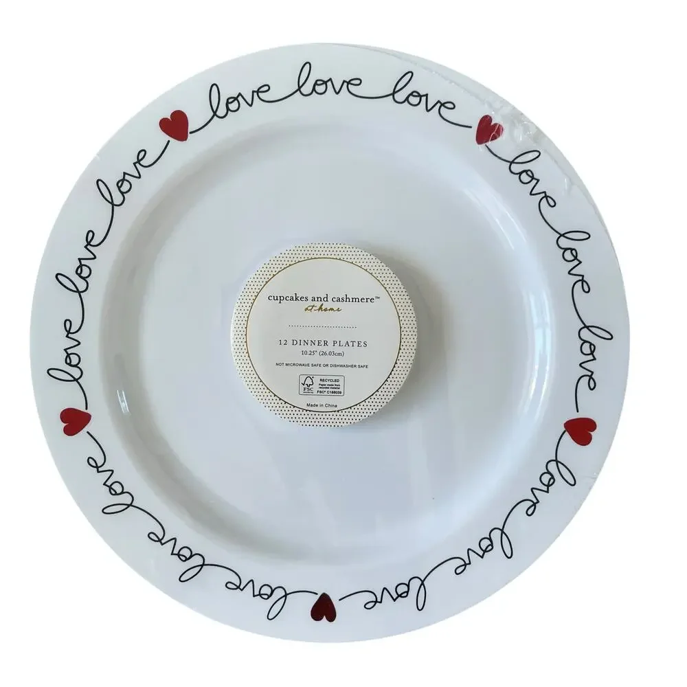 Cupcakes & Cashmere Red Hearts Love Border Disposable 10.25